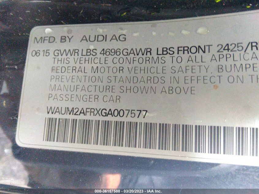 2016 AUDI A5 PREMIUM PLUS - WAUM2AFRXGA007577
