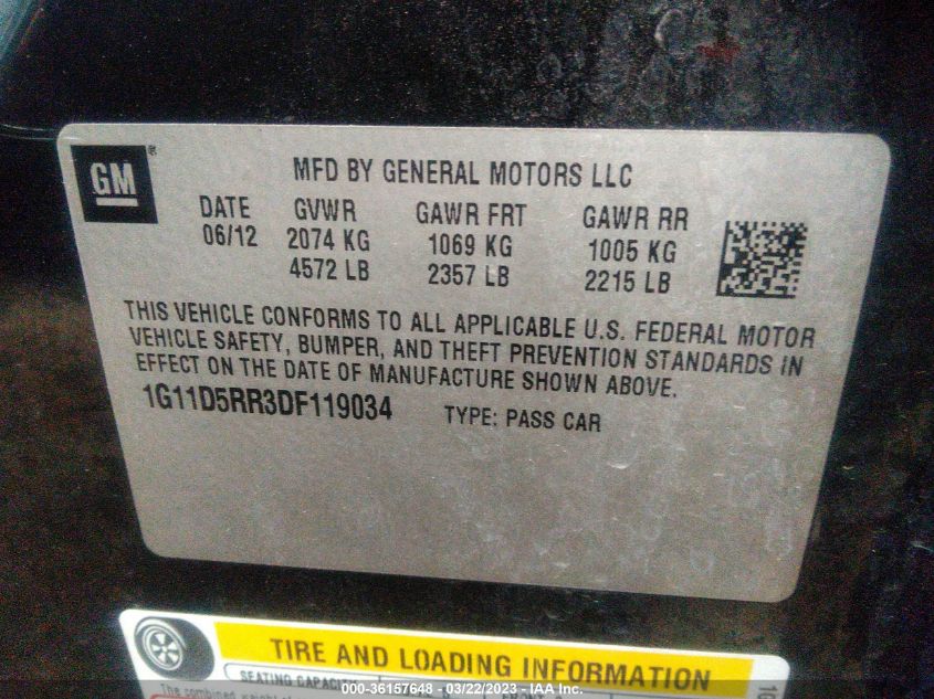 2013 CHEVROLET MALIBU ECO - 1G11D5RR3DF119034