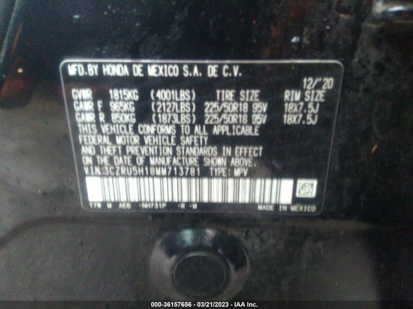 2021 HONDA HR-V SPORT - 3CZRU5H18MM713781