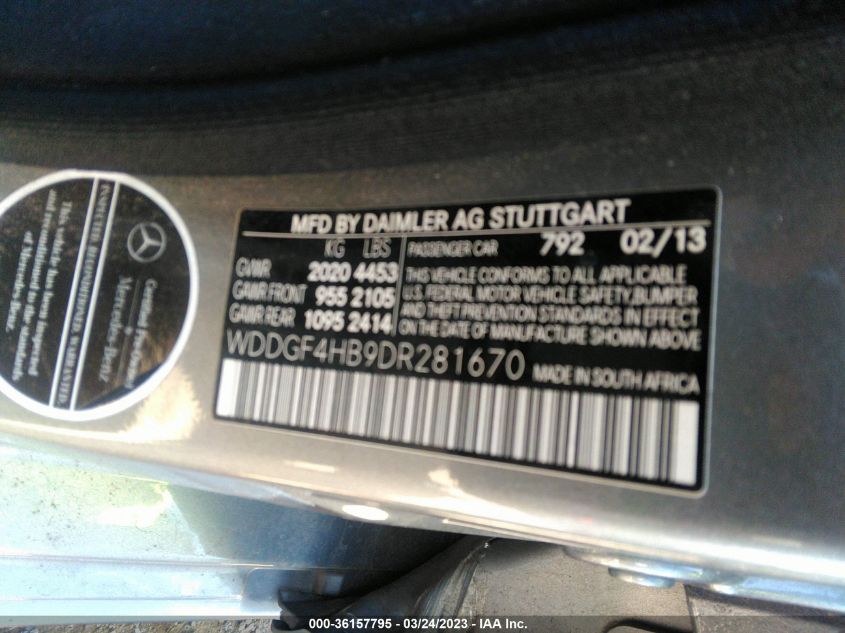 2013 MERCEDES-BENZ C-CLASS C 250 - WDDGF4HB9DR281670