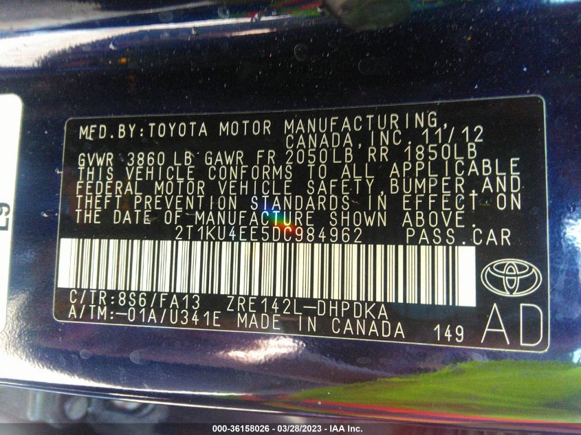 2013 TOYOTA MATRIX L - 2T1KU4EE5DC984962