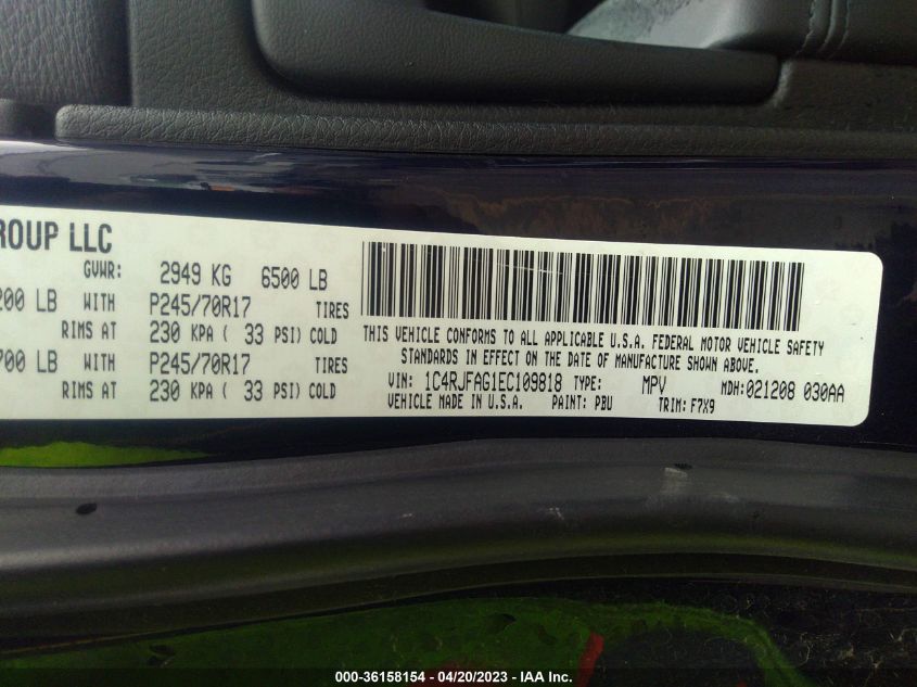 2014 JEEP GRAND CHEROKEE LAREDO - 1C4RJFAG1EC109818