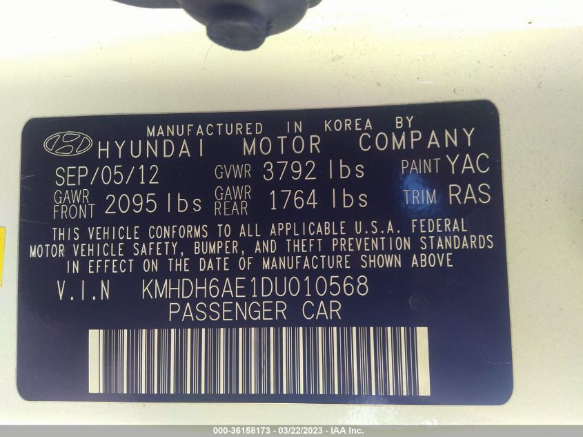 2013 HYUNDAI ELANTRA COUPE GS - KMHDH6AE1DU010568