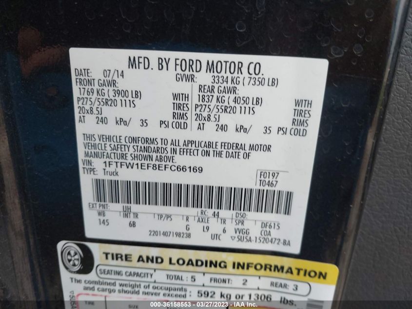 2014 FORD F-150 XL/XLT/STX/FX4/LARIAT - 1FTFW1EF8EFC66169