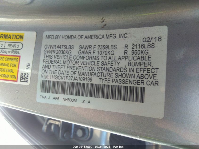 2018 HONDA ACCORD SEDAN SPORT 1.5T - 1HGCV1F37JA109199