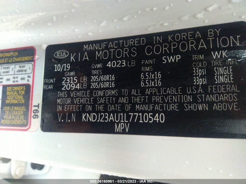 2020 KIA SOUL LX - KNDJ23AU1L7710540