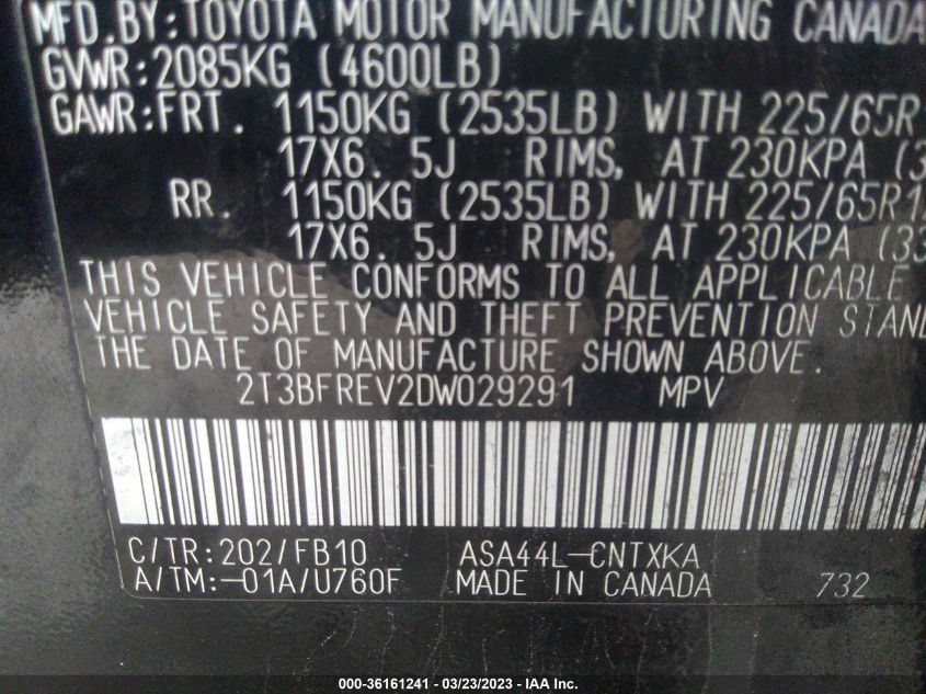 2013 TOYOTA RAV4 LE - 2T3BFREV2DW029291