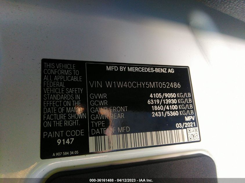 2021 MERCEDES-BENZ SPRINTER VAN - W1W40CHY5MT052486