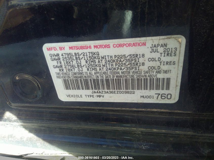 2014 MITSUBISHI OUTLANDER SE - JA4AZ3A36EZ009822