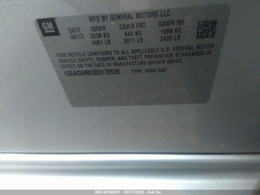 2013 CADILLAC ATS - 1G6AG5RX3D0178538
