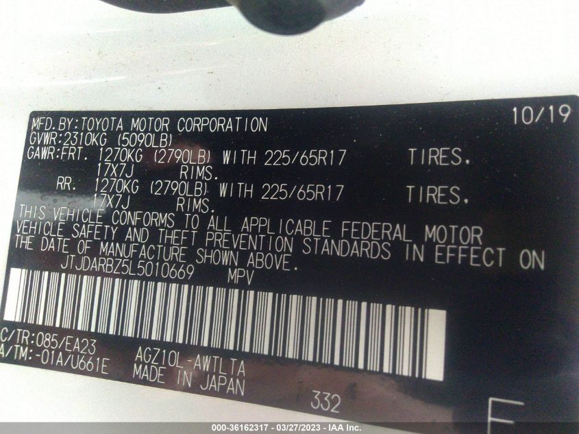2020 LEXUS NX NX 300 - JTJDARBZ5L5010669