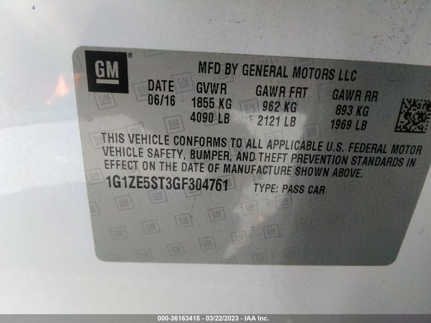 2016 CHEVROLET MALIBU LT - 1G1ZE5ST3GF304761