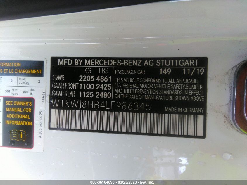 W1KWJ8HB4LF986345 2020 MERCEDES-BENZ C-CLASS, photo no. 9