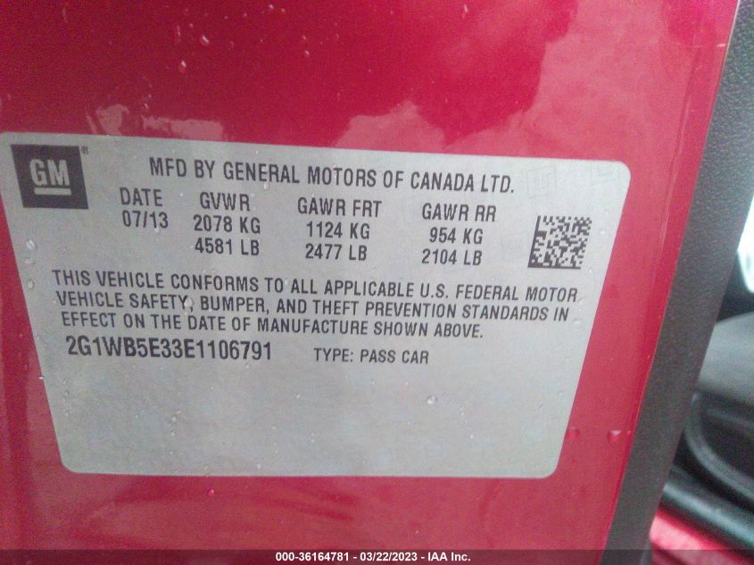 2014 CHEVROLET IMPALA LIMITED LT - 2G1WB5E33E1106791