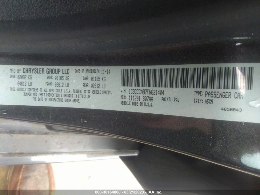2015 CHRYSLER 200 LIMITED - 1C3CCCAB7FN621404