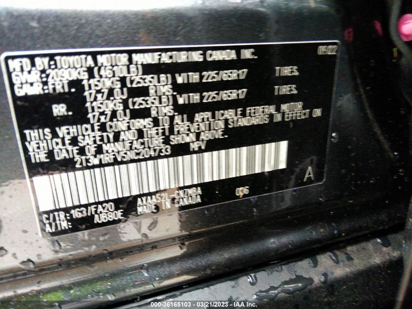 2022 TOYOTA RAV4 XLE - 2T3W1RFV5NC204733