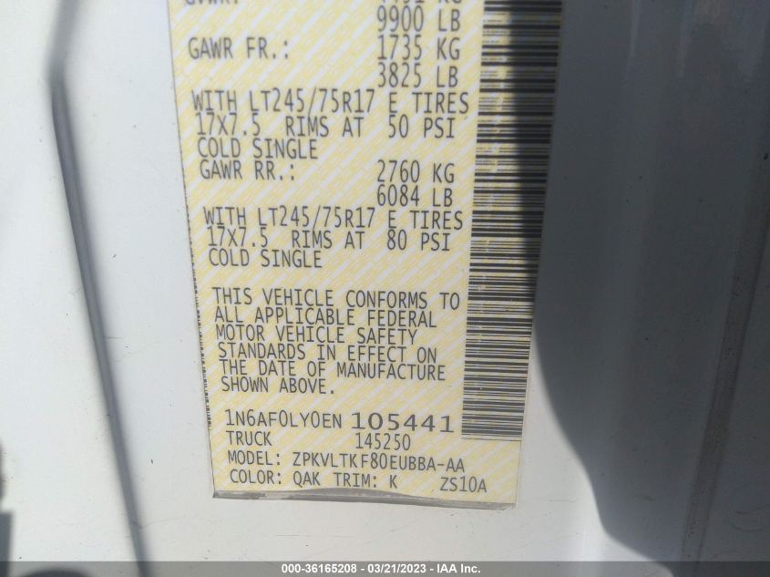2014 NISSAN NV SV 1N6AF0LY0EN105441