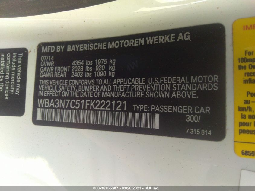 2015 BMW 4 SERIES 428I - WBA3N7C51FK222121