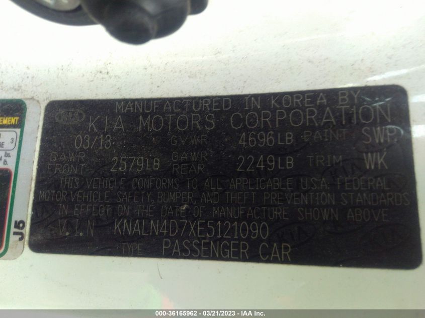 2014 KIA CADENZA PREMIUM KNALN4D7XE5121090