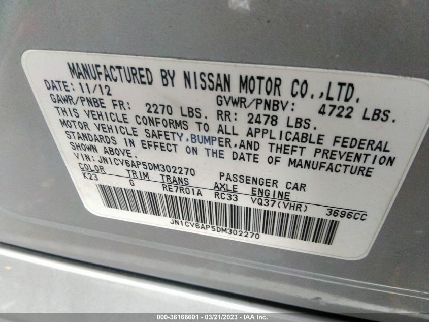 2013 INFINITI G37 SEDAN JOURNEY - JN1CV6AP5DM302270