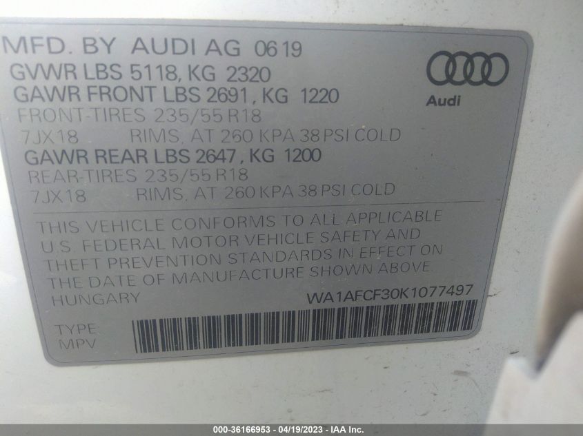 2019 AUDI Q3 PREMIUM - WA1AECF30K1077497