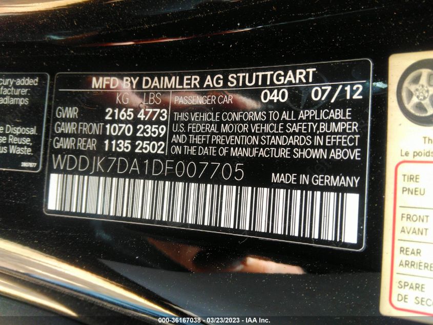 2013 MERCEDES-BENZ SL-CLASS SL 550 - WDDJK7DA1DF007705