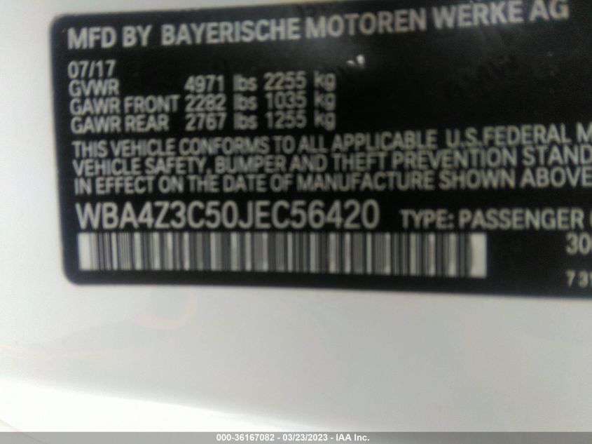 2018 BMW 4 SERIES 430I XDRIVE - WBA4Z3C50JEC56420