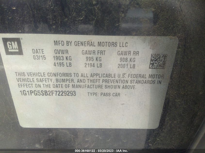 2015 CHEVROLET CRUZE LTZ - 1G1PG5SB2F7229293