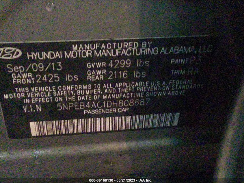 2013 HYUNDAI SONATA GLS - 5NPEB4AC1DH808687