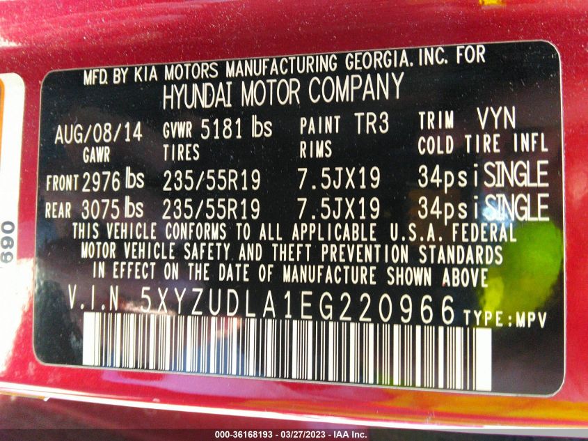 2014 HYUNDAI SANTA FE SPORT - 5XYZUDLA1EG220966