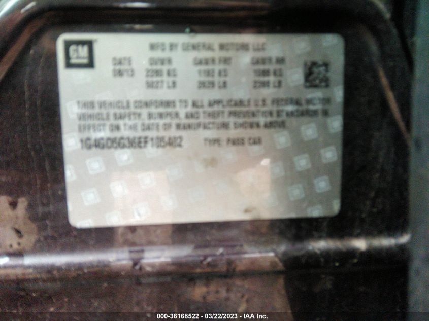 2014 BUICK LACROSSE PREMIUM I - 1G4GD5G36EF105402