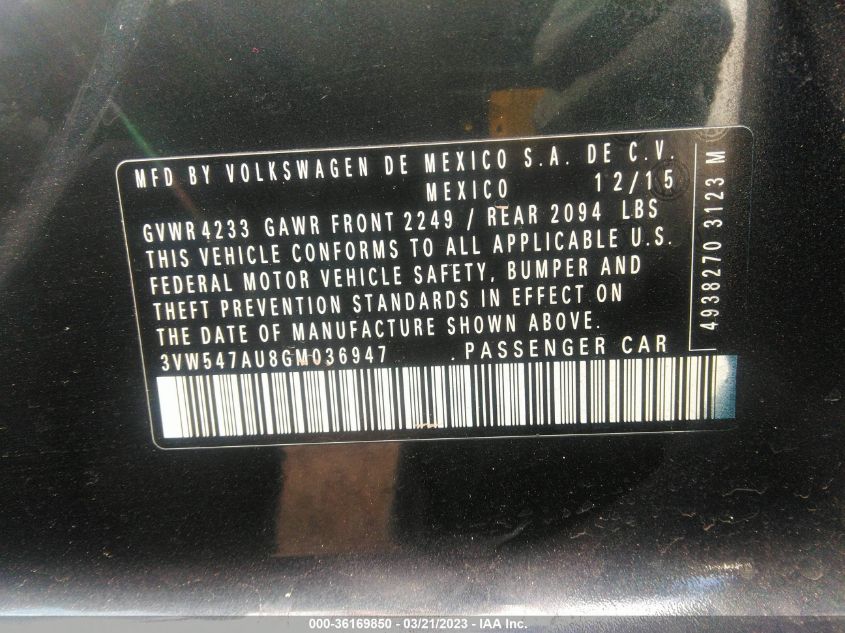 2016 VOLKSWAGEN GOLF GTI SE W/PERFORMANCE PKG - 3VW547AU8GM036947