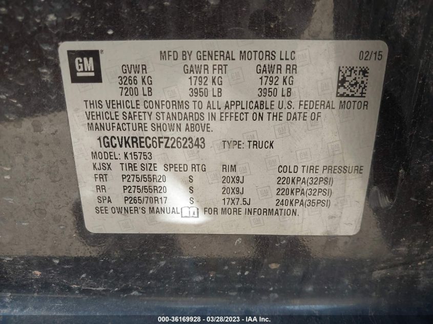 2015 CHEVROLET SILVERADO 1500 LT - 1GCVKREC6FZ262343