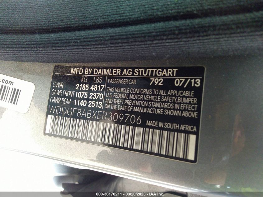 2014 MERCEDES-BENZ C-CLASS C 300 - WDDGF8ABXER309706