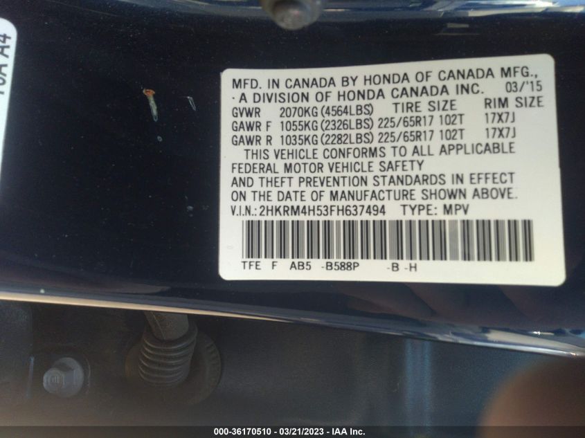 2015 HONDA CR-V EX - 2HKRM4H53FH637494
