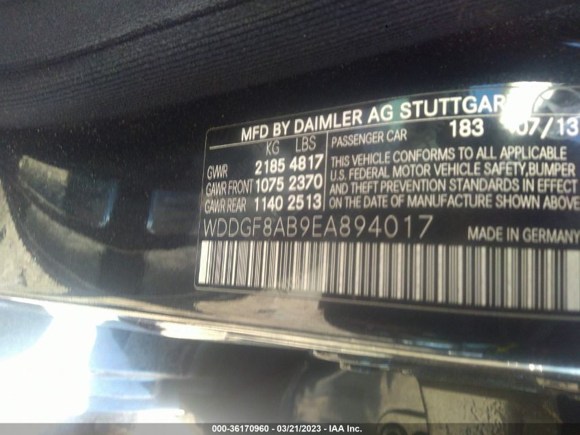 2014 MERCEDES-BENZ C-CLASS C 300 - WDDGF8AB9EA894017