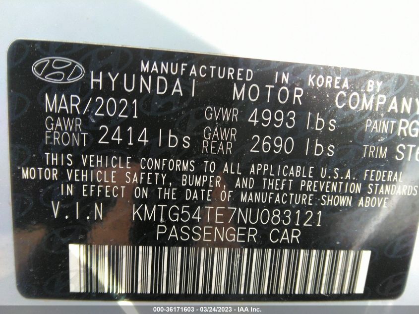 2022 GENESIS G70 3.3T KMTG54TE7NU083121