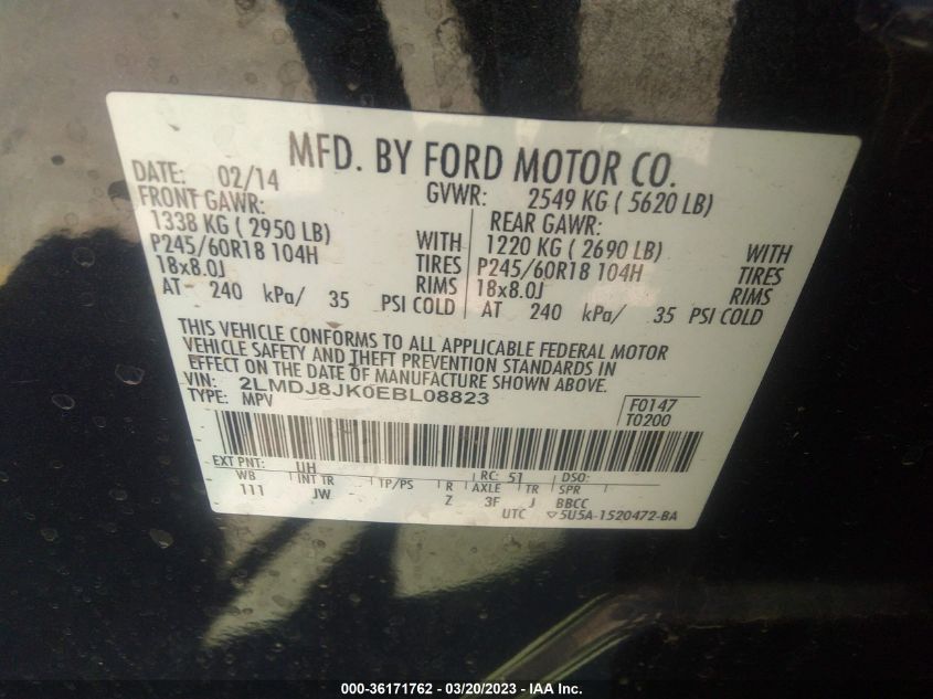 2014 LINCOLN MKX - 2LMDJ8JKOEBL08823