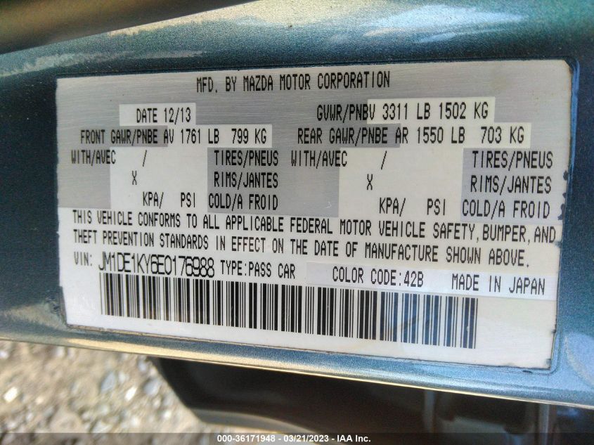 2014 MAZDA MAZDA2 SPORT - JM1DE1KY6E0176988