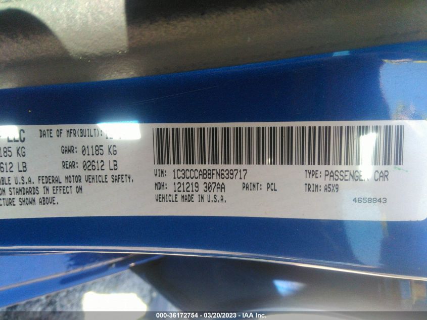 2015 CHRYSLER 200 LIMITED - 1C3CCCAB8FN639717