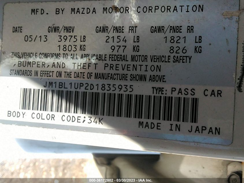 2013 MAZDA MAZDA3 I SPORT - JM1BL1UP2D1835935