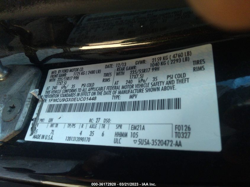 2014 FORD ESCAPE SE - 1FMCU9GX0EUC01448