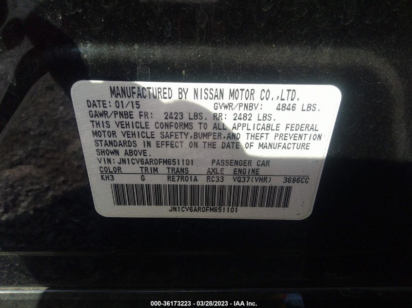 2015 INFINITI Q40 JN1CV6AR0FM651101