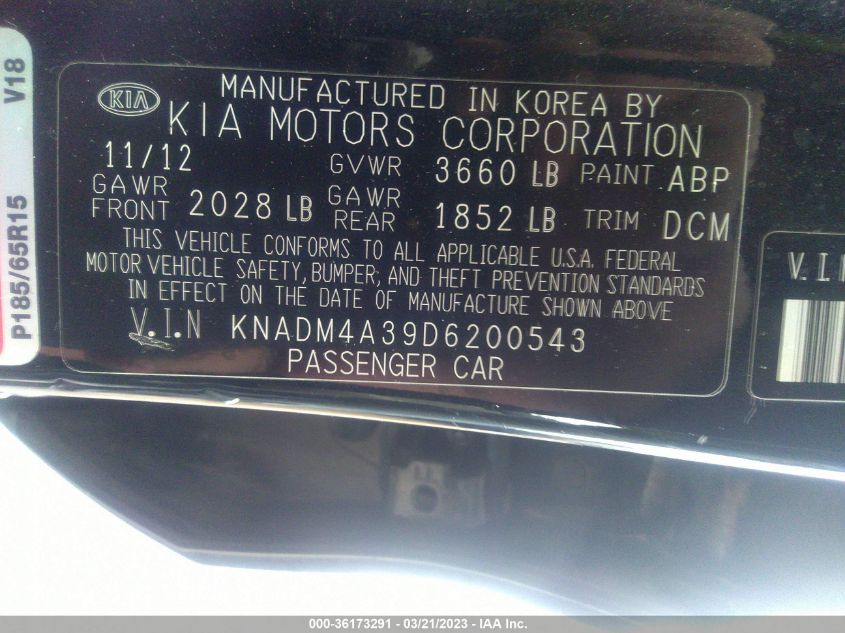 2013 KIA RIO LX - KNADM4A39D6200543