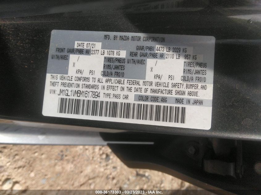 2021 MAZDA MAZDA6 TOURING - JM1GL1VM6M1617894