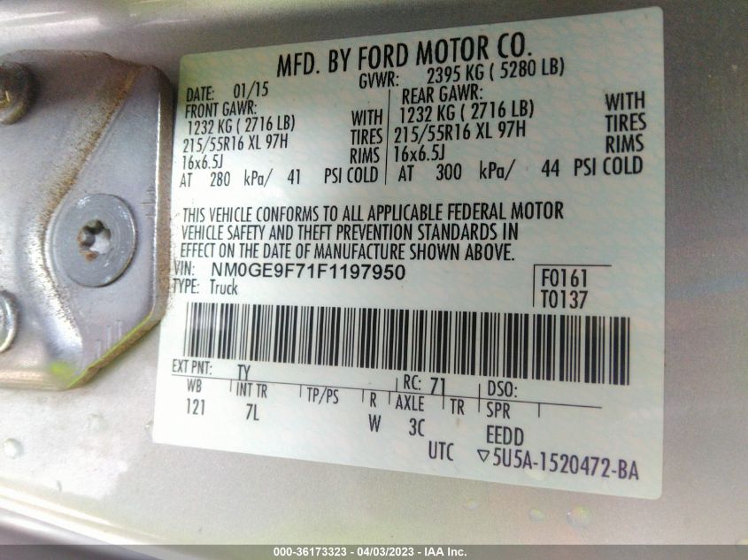 2015 FORD TRANSIT CONNECT WAGON XLT - NM0GE9F71F1197950