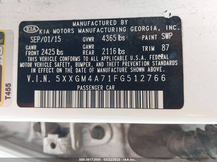 2015 KIA OPTIMA LX - 5XXGM4A71FG512766