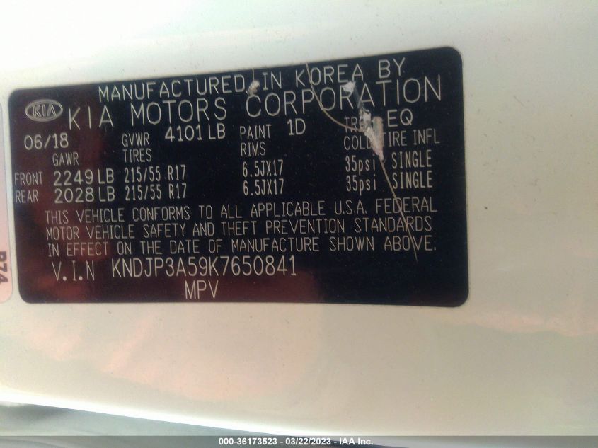 2019 KIA SOUL + - KNDJP3A59K7650841