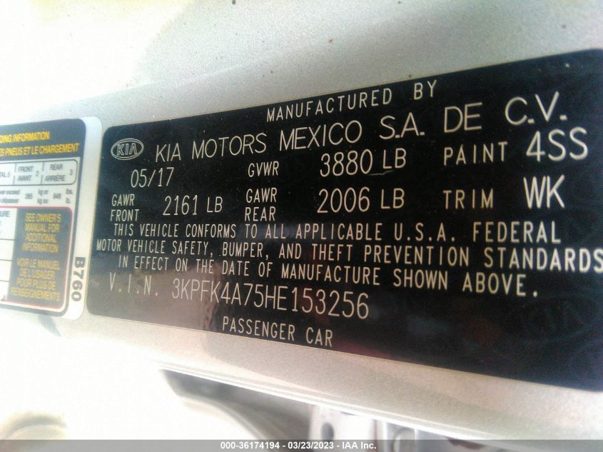 2017 KIA FORTE LX - 3KPFK4A75HE153256