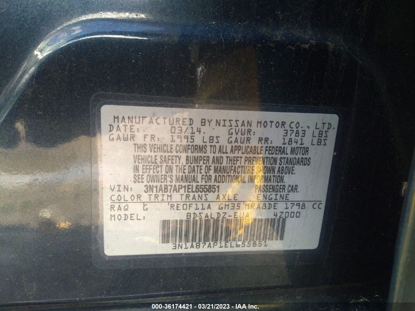 2014 NISSAN SENTRA SV - 3N1AB7AP1EL655851